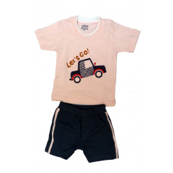 Pink with car print Tshirt and short