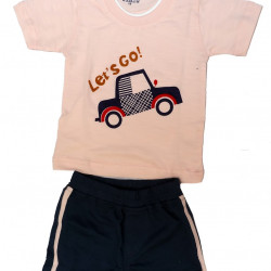 Pink with car print Tshirt and short